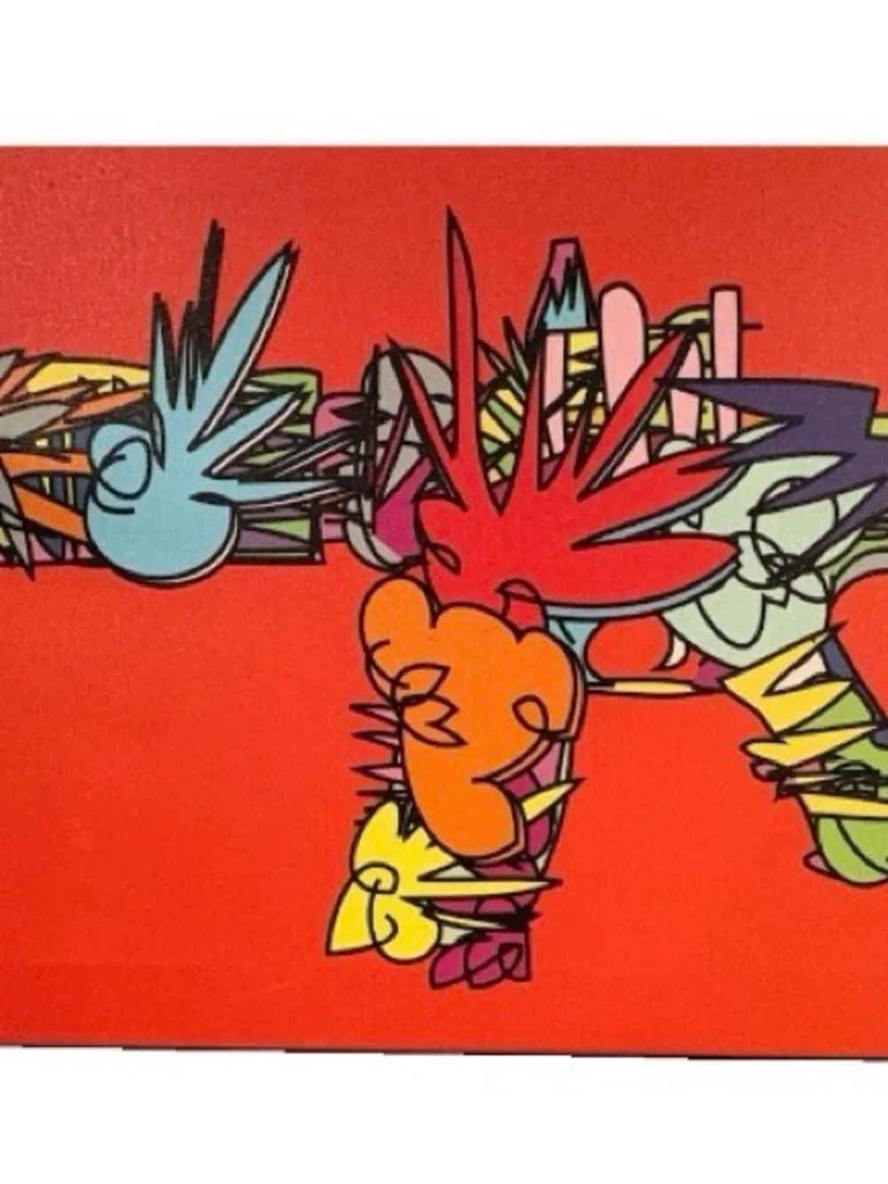 TECHNODROME1 AK47 Pop Art Canvas Print 48” x 16” Red Graffiti Contemporary Art